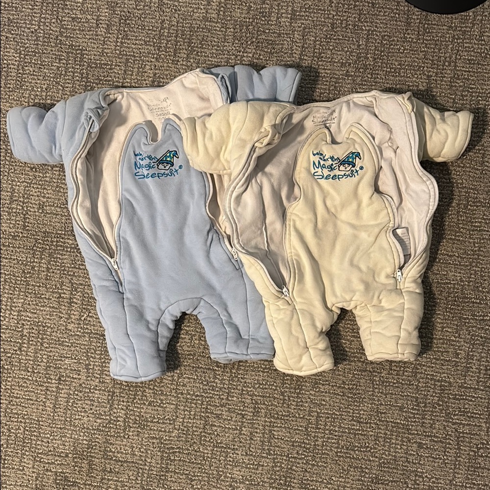 Baby Merlin Magic Sleepsuit Blue and Cream